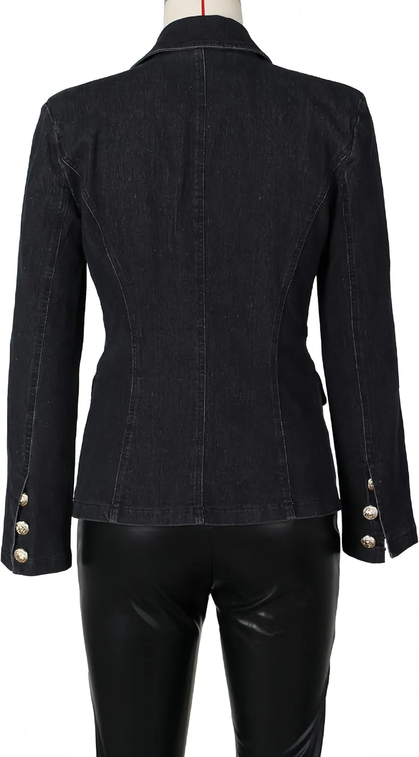 Womens Casual Loose Denim Jacket Office Blazers Cardigans Work Suits