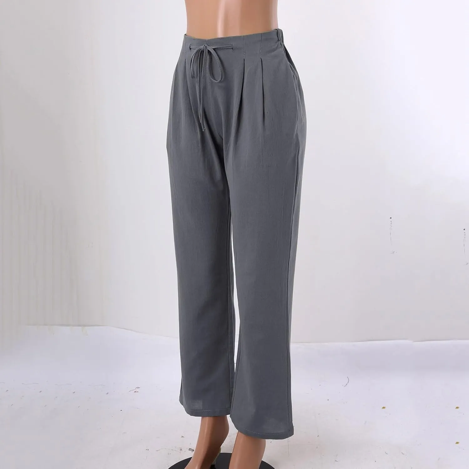 Women's Casual Pants Solid Cotton Drawstring Elastic High Waist Lightweight Joggers with Pockets 2025 Fit Summer
