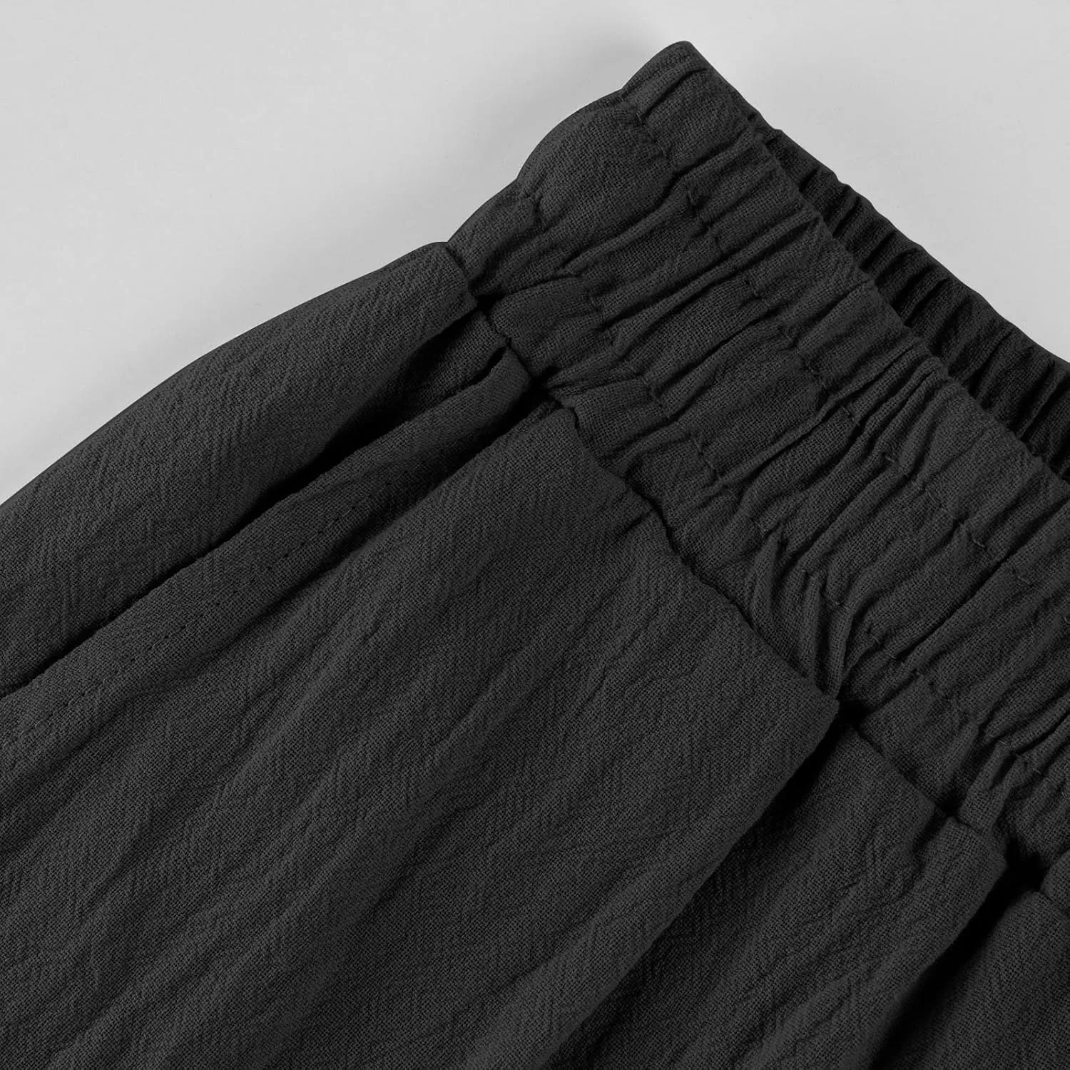 Womens Cotton Linen Cropped Pants 2025 Summer Lounge High Waisted Stretch Capris Drawstring Trousers with Pocket