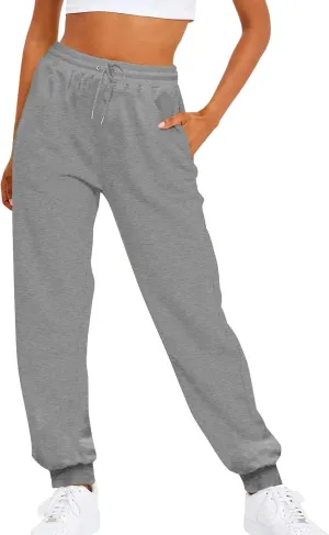 Women's Cotton Linen Straight Leg Pants Elastic Drawstring Casual Trousers with Pockets Summer Beach Lounge Pants
