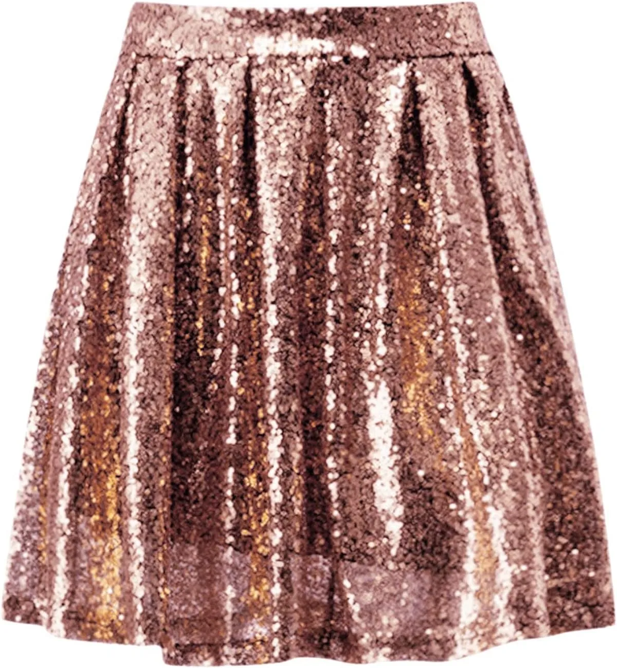 Women's Fashion High Waist Pleated Solid Color Short Skirt Loose Sequin Skirt Top and Midi Skirt