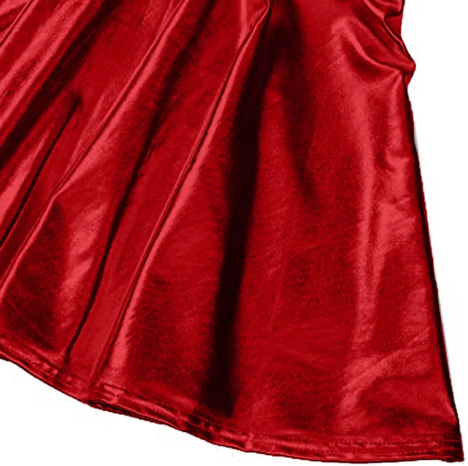 Women's Fashion High Waist Pleated Solid Color Short Skirt Loose Skirt Metallic Skater Skirt Girls Faux Leather