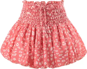 Women's Floral Short Skirt Bubble Mini Skirts Summer Casual Beach Skirt