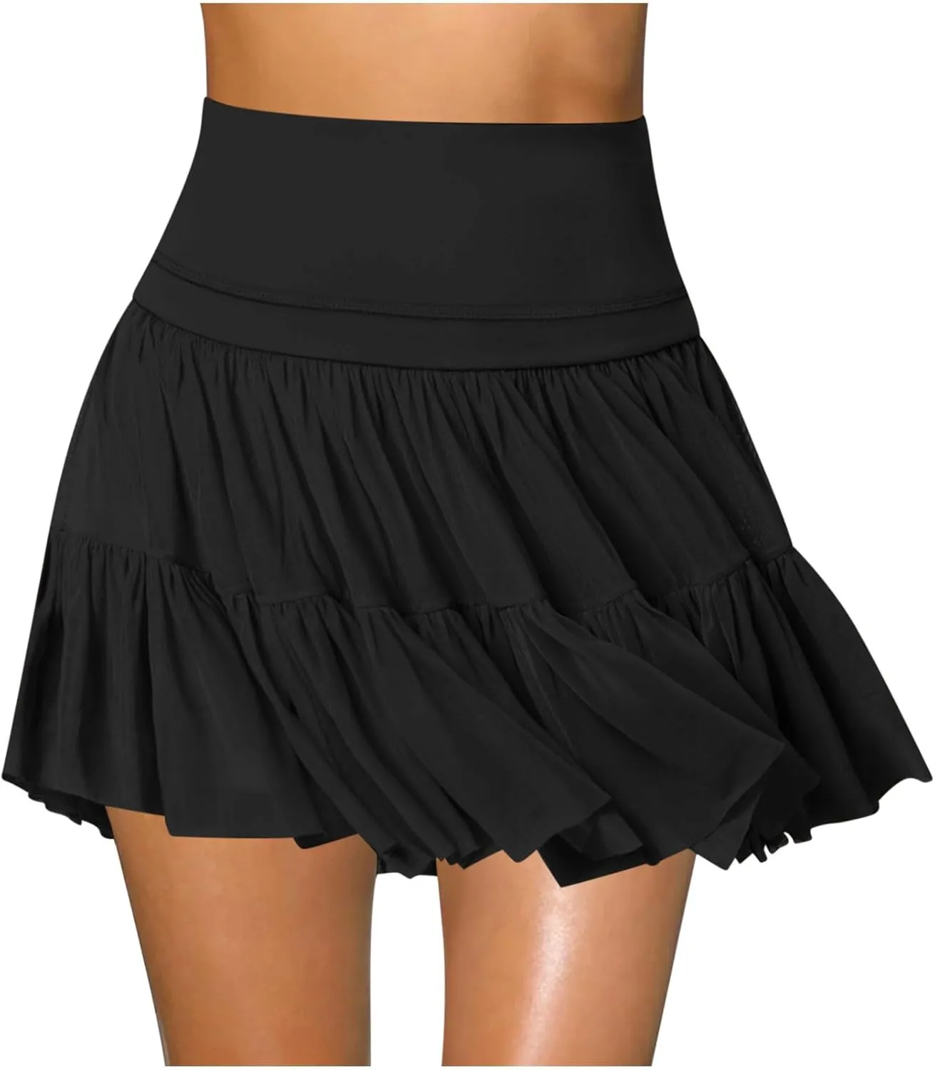 Women's Flowy Mini Skirts Skort High Waisted Pleated Ruffle Tennis Skirt for Summer Athletic Skater Golf Skirts