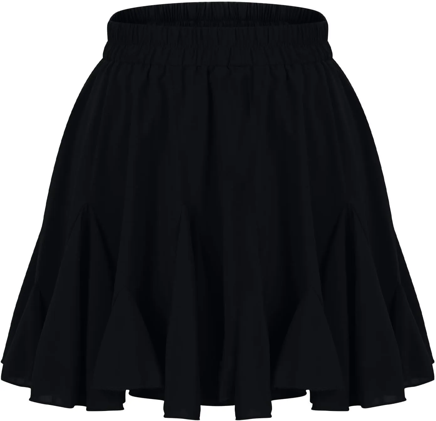Women's Flowy Pleated Mini Skater Skirt Basic Casual High Waisted Ruffles Flared Skirts Summer Beach Short Skirt
