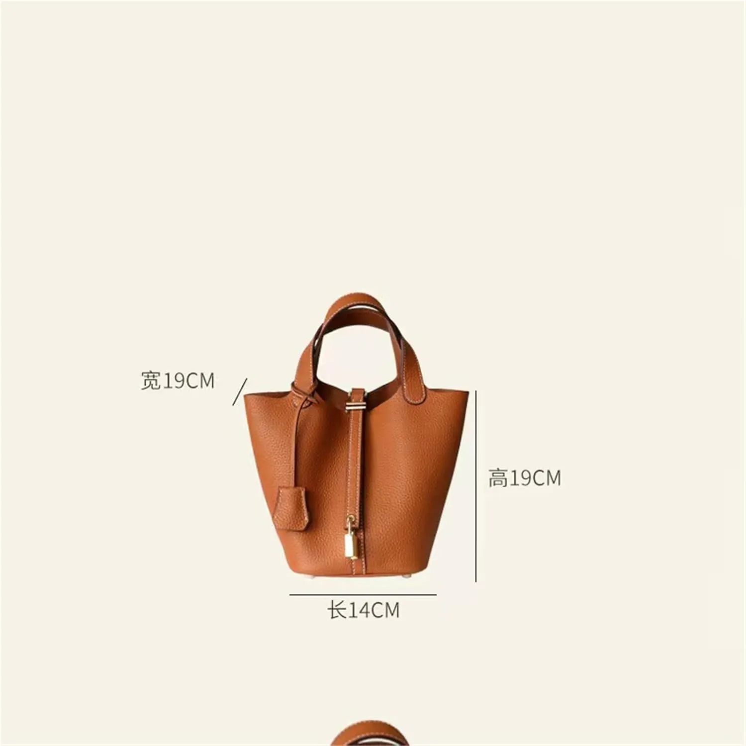 Women's Genuine Leather Basket Bag, Top Layer Cowhide Bucket Bag(03)