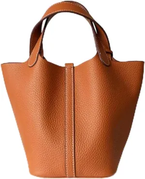 Women's Genuine Leather Basket Bag, Top Layer Cowhide Bucket Bag(03)