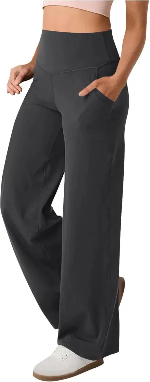 Womens High Waist Dress Pants Casual Loose Work Pants Wide Leg Pocket Going Out Trousers 2025 New Business Clothing