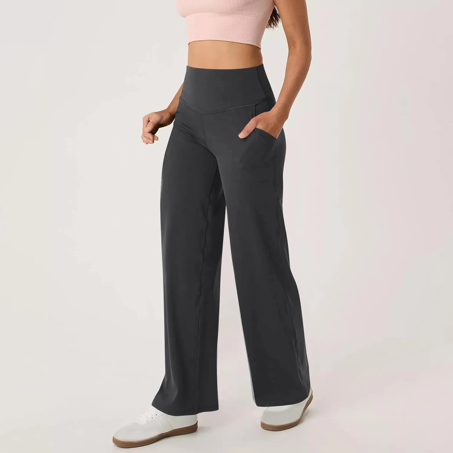 Womens High Waist Dress Pants Casual Loose Work Pants Wide Leg Pocket Going Out Trousers 2025 New Business Clothing