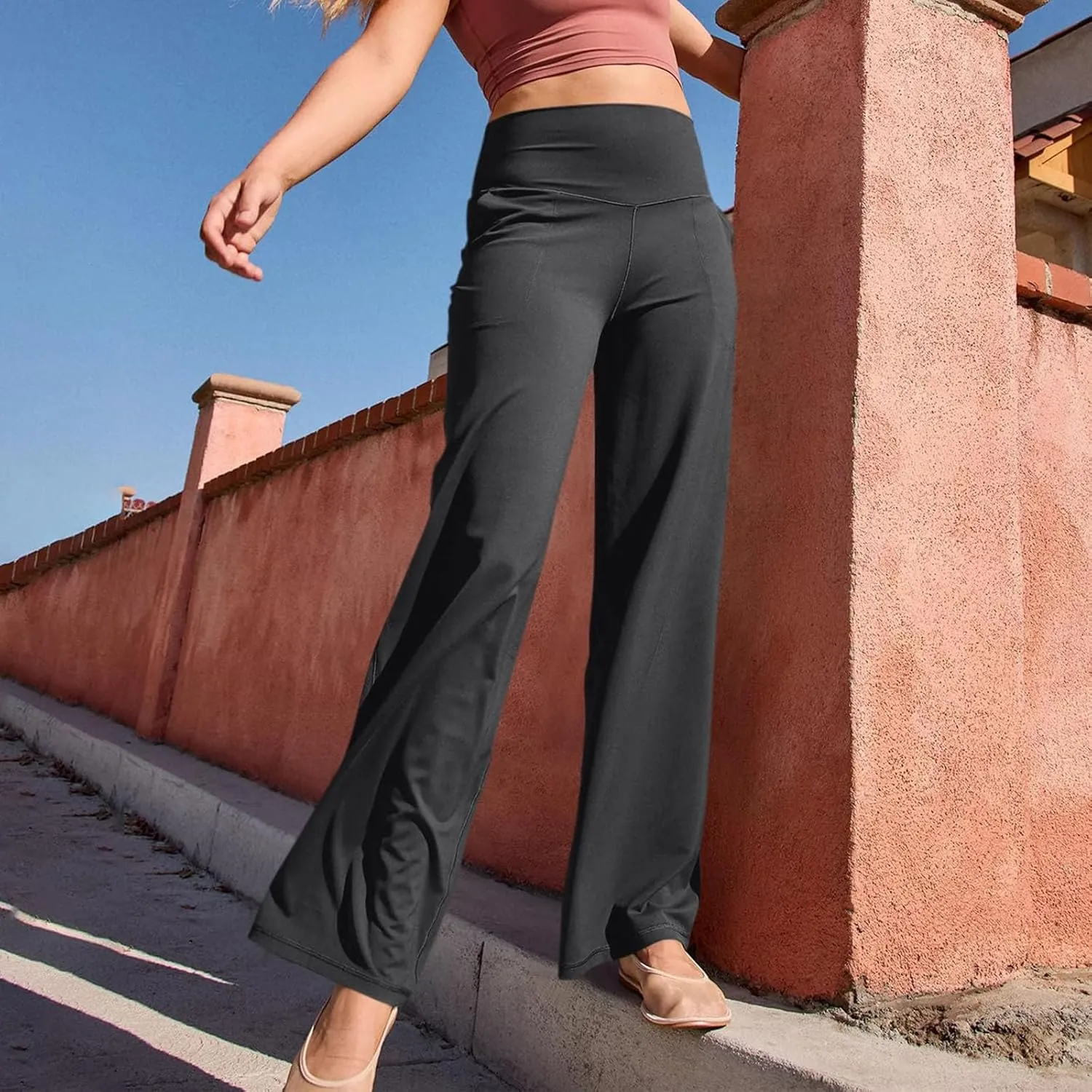Womens High Waist Dress Pants Casual Loose Work Pants Wide Leg Pocket Going Out Trousers 2025 New Business Clothing