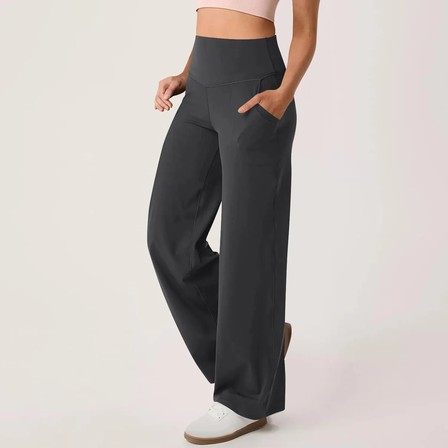 Womens High Waist Dress Pants Casual Loose Work Pants Wide Leg Pocket Going Out Trousers 2025 New Business Clothing