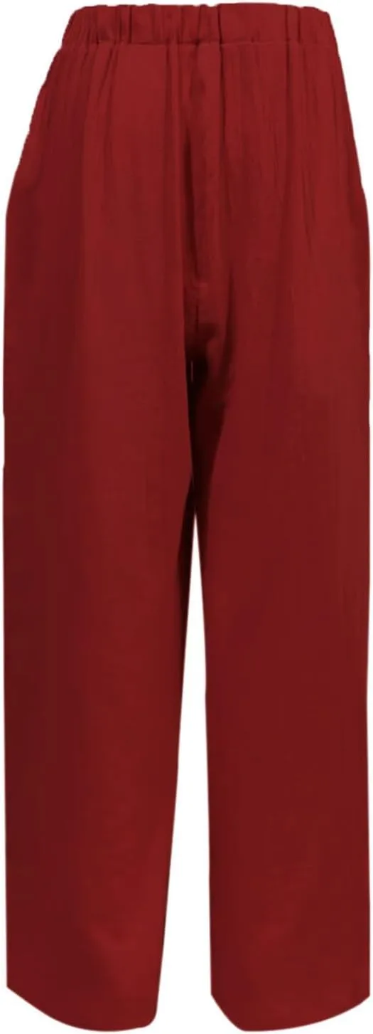 Womens Linen Palazzo Pants 2024 Summer Wide Leg Button Up Trousers Casual Loose Fit Trendy Lounge Pants with Pockets