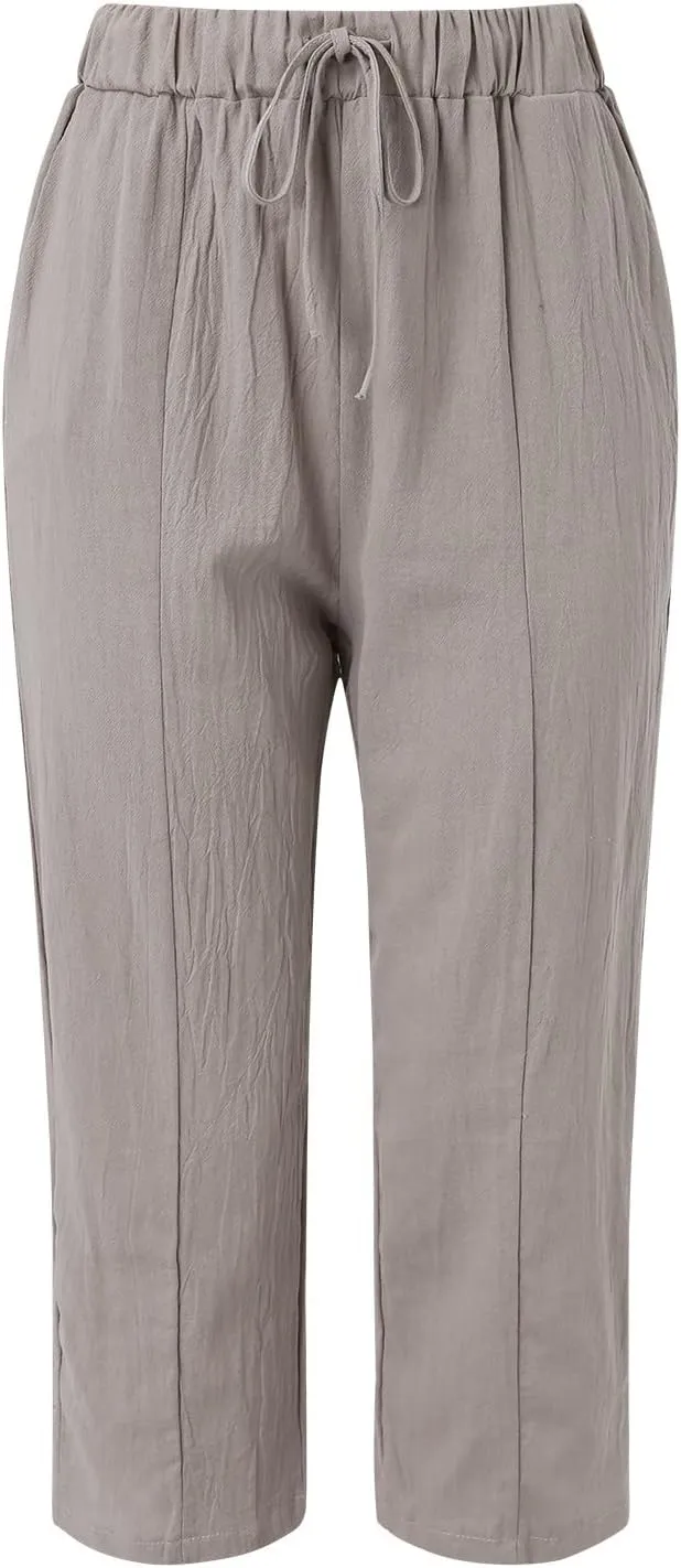 Women's Linen Pants Gauze Pants Baggy Sweatpants BaggyTrousers Casual Comfy Work Pantsuit with Pockets