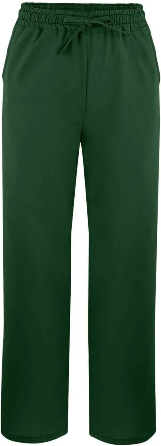 Women's Linen Pants High Waist Drawstring Wide Leg Cropped Pants Casual Loose Lightweight Beach Trousers with Pockets
