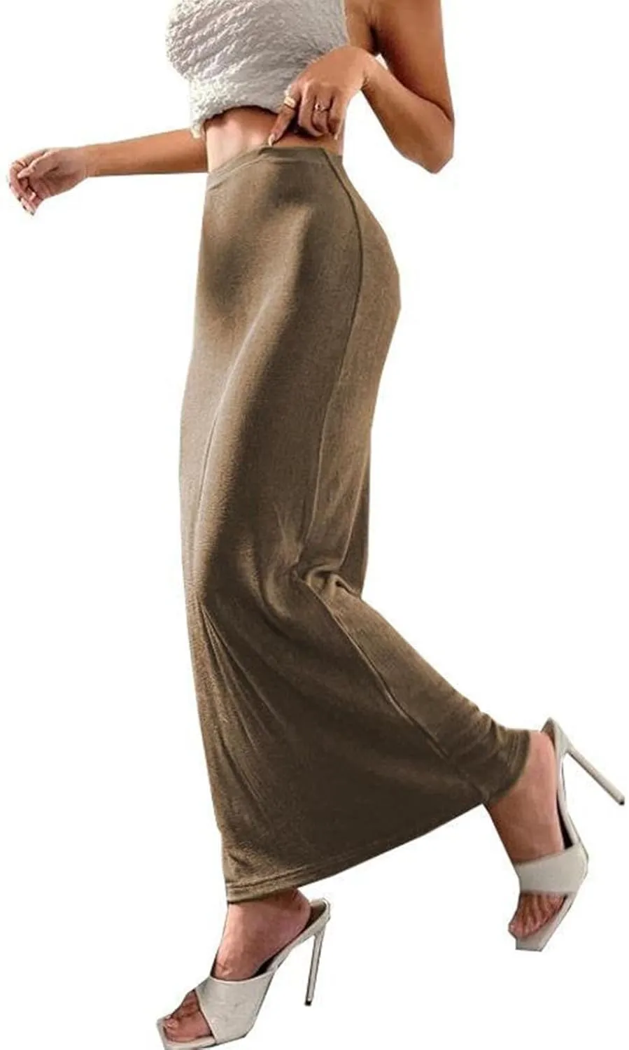 Women's Long Midi Pencil Skirt High Waisted Bodycon Summer Dresses Casual Office Work Business Skirts