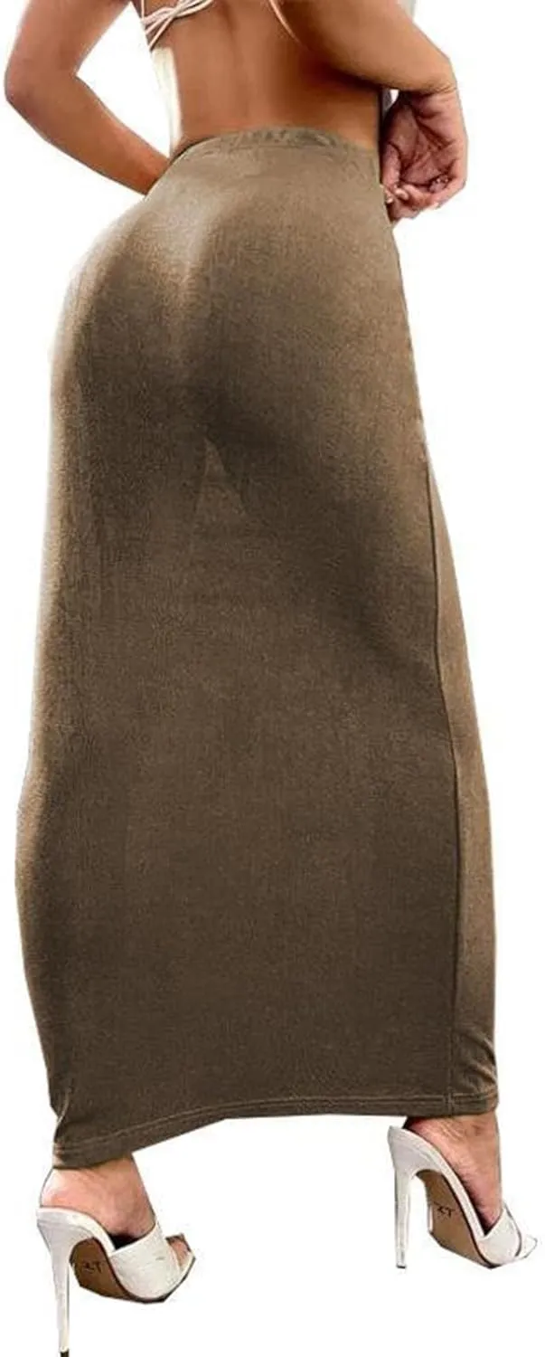 Women's Long Midi Pencil Skirt High Waisted Bodycon Summer Dresses Casual Office Work Business Skirts