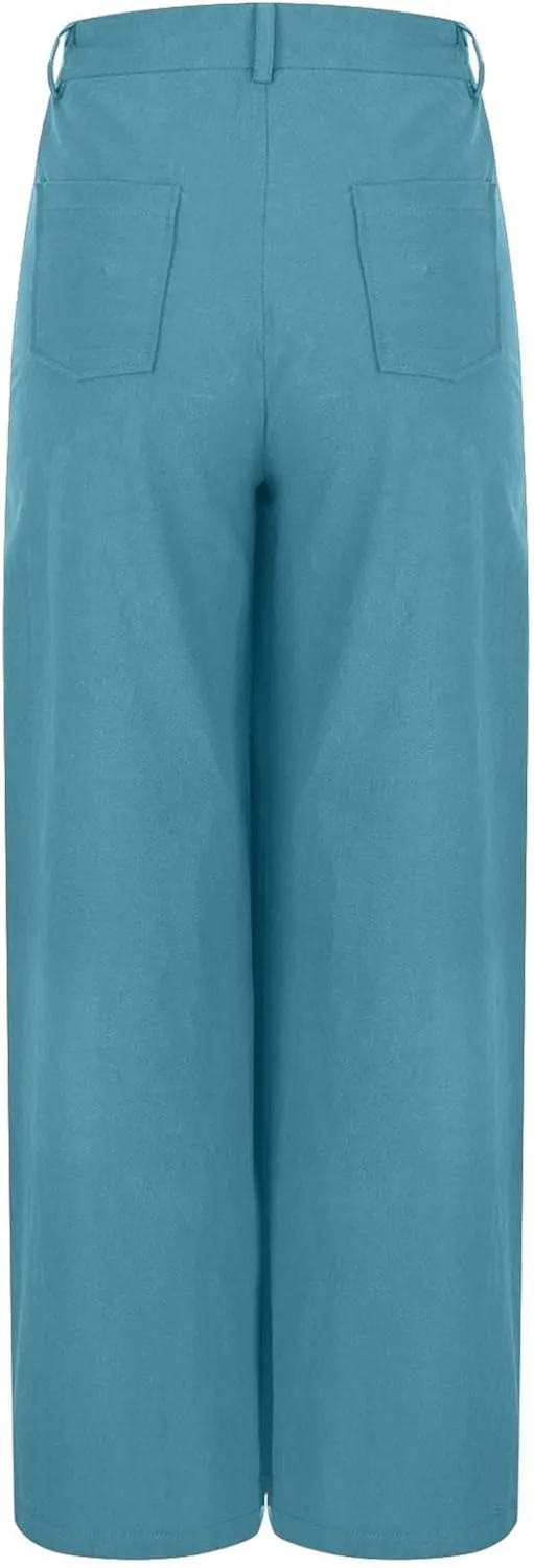 Womens Palazzo Long Pants High Waist Wide Leg Stretchy Loose Fit Casual 2025 Lightweight Summer Trousers with Pockets