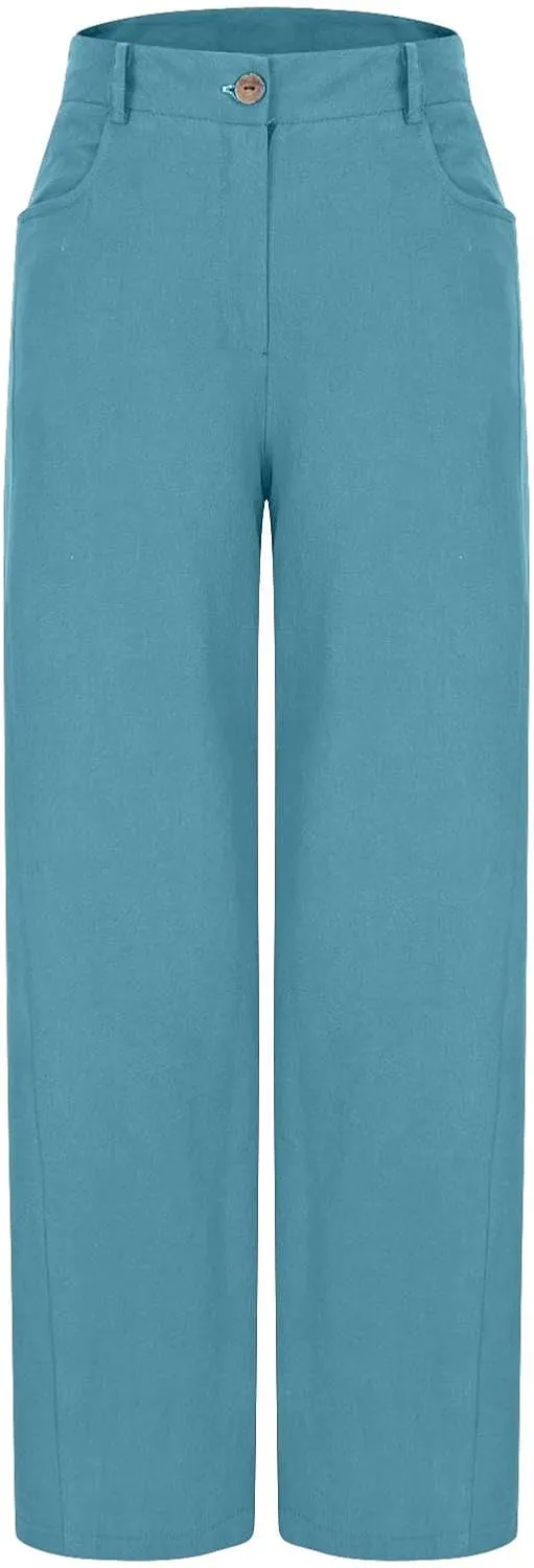 Womens Palazzo Long Pants High Waist Wide Leg Stretchy Loose Fit Casual 2025 Lightweight Summer Trousers with Pockets