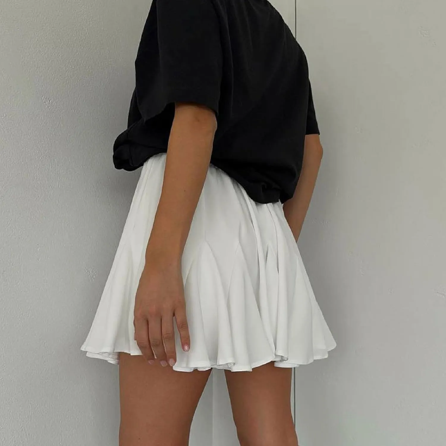 Women's Pleated Skirt Basic Casual High Waisted Summer Beach Vacation Skirts Solid Color Mini Skorts