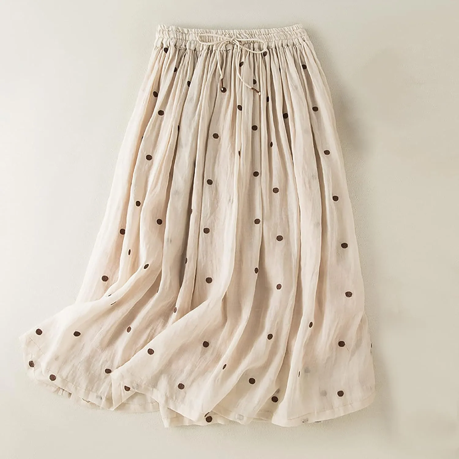 Womens Plus Size Maxi Skirt Linen Cotton Skirts Summer Causal Swiss Dot Elastic Waist Long Skirt Dress Clothes 2024