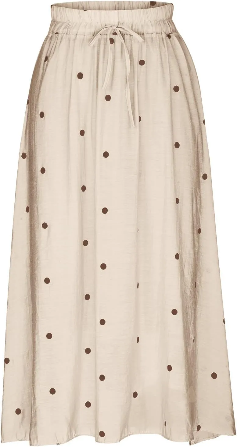 Womens Plus Size Maxi Skirt Linen Cotton Skirts Summer Causal Swiss Dot Elastic Waist Long Skirt Dress Clothes 2024