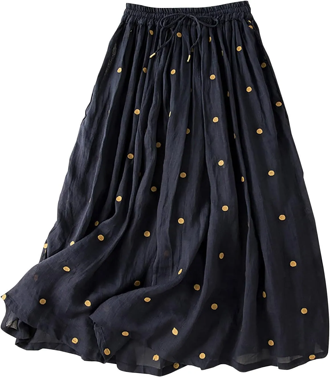 Womens Plus Size Maxi Skirt Linen Cotton Skirts Summer Causal Swiss Dot Elastic Waist Long Skirt Dress Clothes 2024