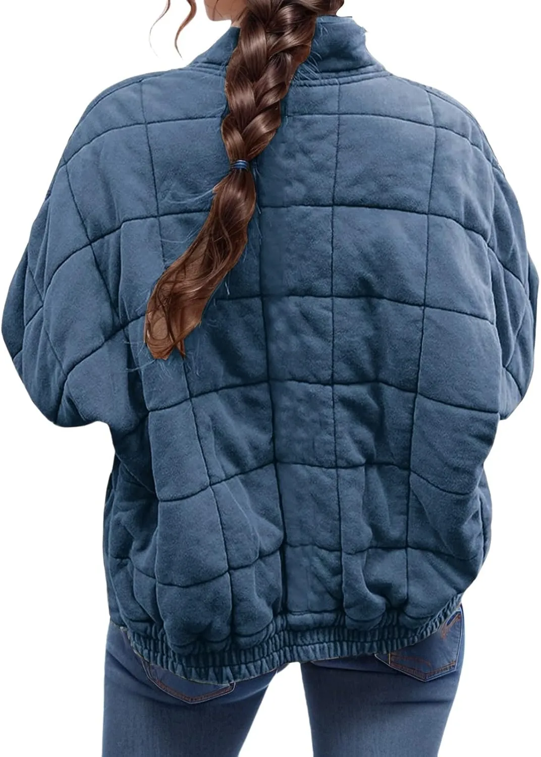 Womens Quilted Jackets Zip Up Puffer Jackets Lightweight Down Coats Casual Long Sleeve Winter Coats with Pockets