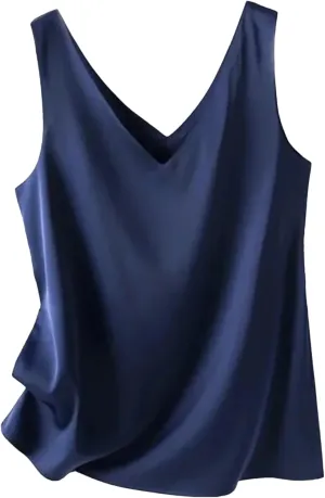 Women's Satin Silk Tank Tops Summer Sexy Camisole Spaghetti Strap Top