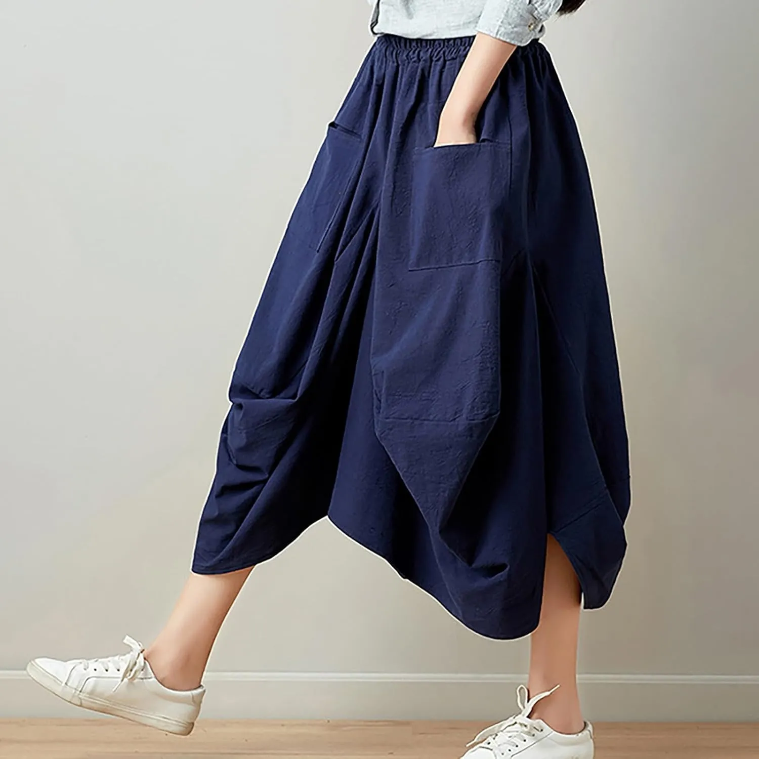 Women's Skirt Ethnic Style Cute Beautiful Loose Skirt Girls Plaid Skirt Size 12