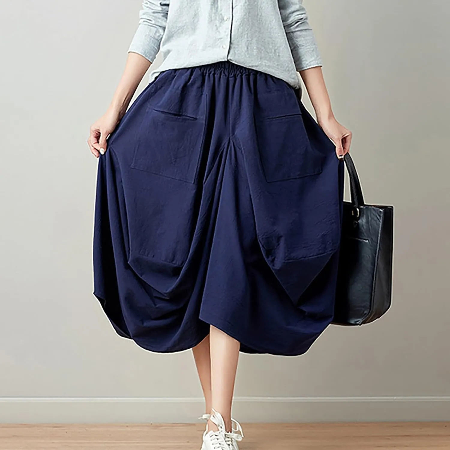 Women's Skirt Ethnic Style Cute Beautiful Loose Skirt Girls Plaid Skirt Size 12