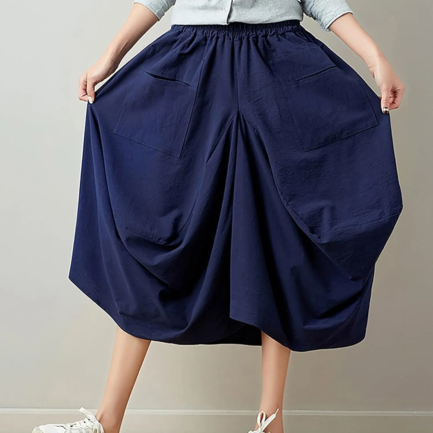Women's Skirt Ethnic Style Cute Beautiful Loose Skirt Girls Plaid Skirt Size 12
