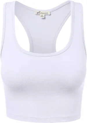 Women's Sleeveless Racerback Crop Tank Top Camisole Backless Scoop Neck Shirts