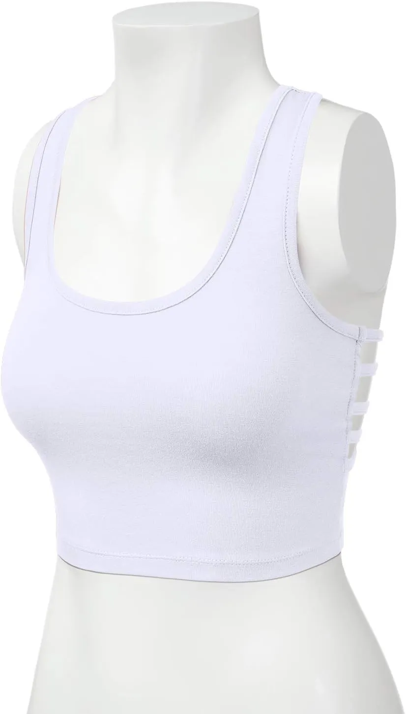 Women's Sleeveless Racerback Crop Tank Top Camisole Backless Scoop Neck Shirts