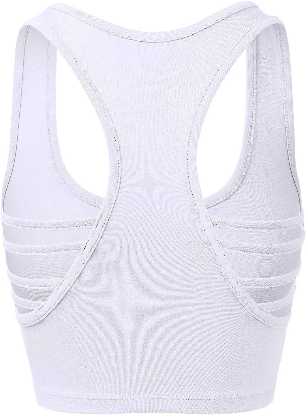 Women's Sleeveless Racerback Crop Tank Top Camisole Backless Scoop Neck Shirts