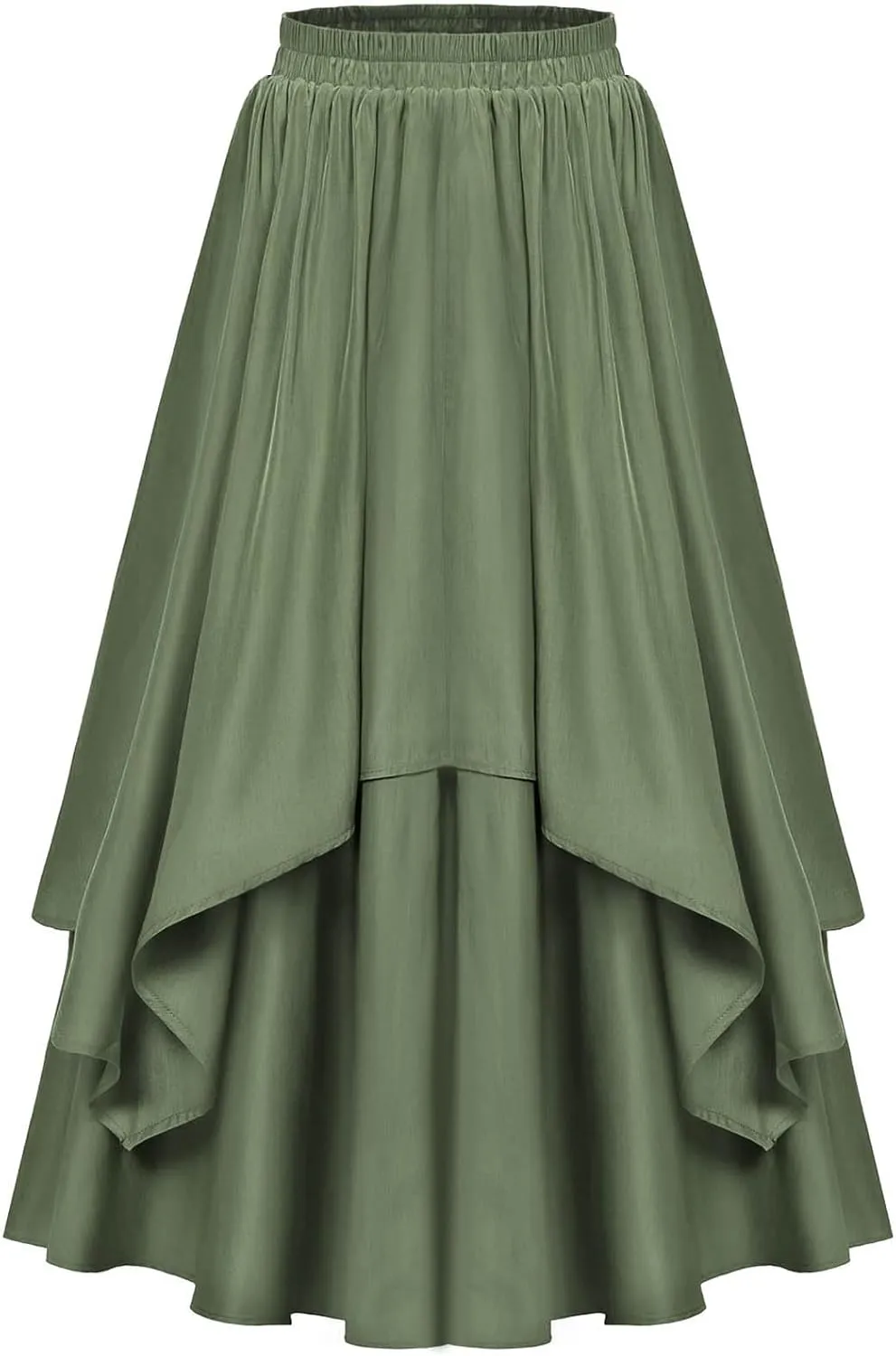 Womens Steampunk Renaissance Skirts Plus Size Elastic High Waisted Layered Long Maxi Skirt Stretch Party Dress