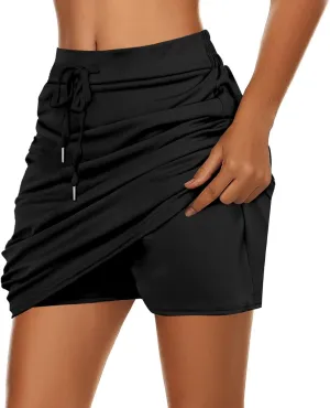 Women's Tennis Golf Skirts High Waisted with Pockets Drawstring Sports Running Skorts Workout Gym Outfits