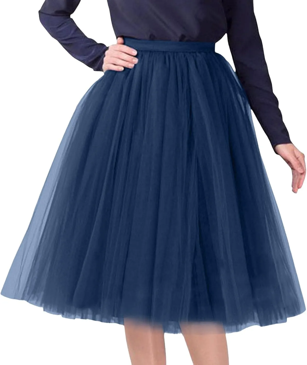 Women's Tulle Skirt Knee Length High Waisted Solid Color Plus Size Carnival Party Costume Wedding Party