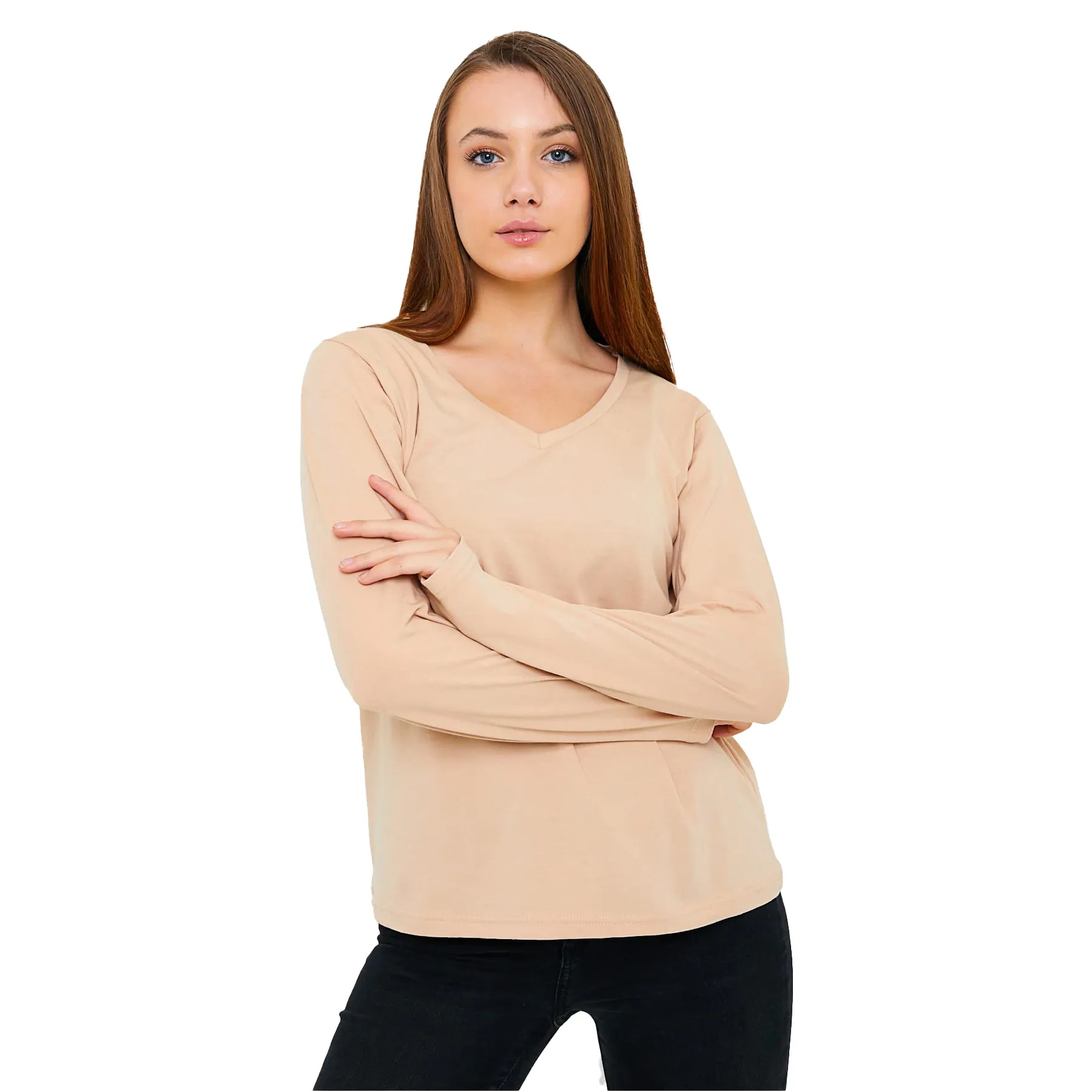 Women's V-Neck Long Sleeve T-Shirts