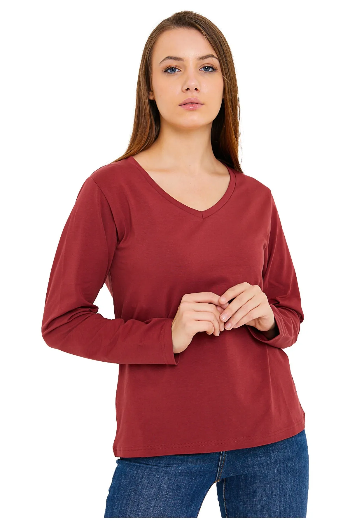 Women's V-Neck Long Sleeve T-Shirts