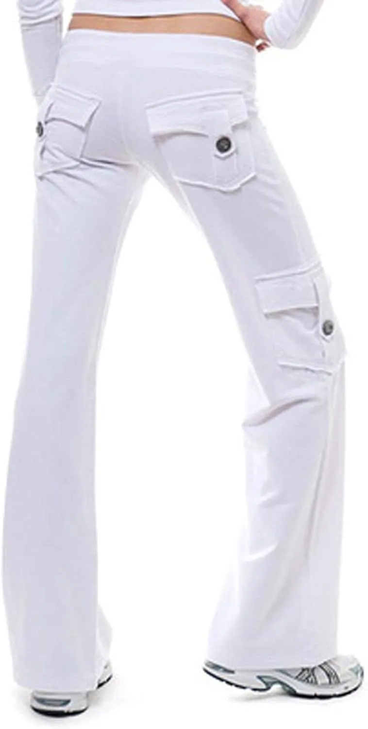 Womens Yoga Pants with Pockets Bootcut Flare Workout Stretchy Cargo Pants High-Waisted Wide Leg Pants Tummy Control