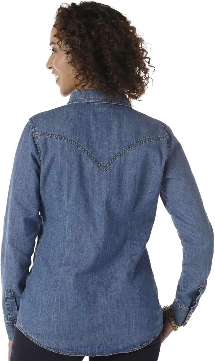 Wrangler Women's Retro Long Sleeve Western Denim Snap Shirt