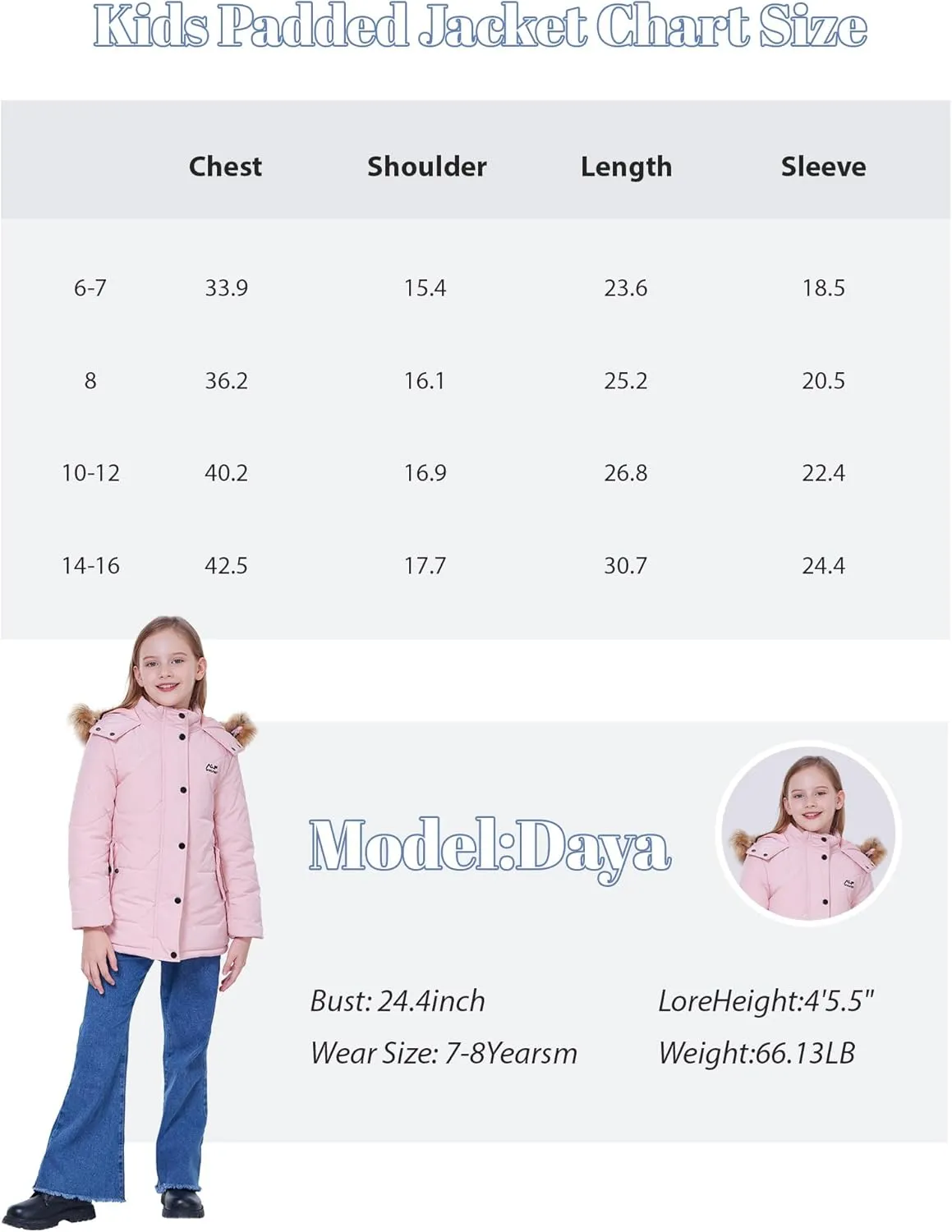 WULFUL Girl's Winter Coats Outerwear Down Puffer Jacket Waterproof with Warm Fur Hood