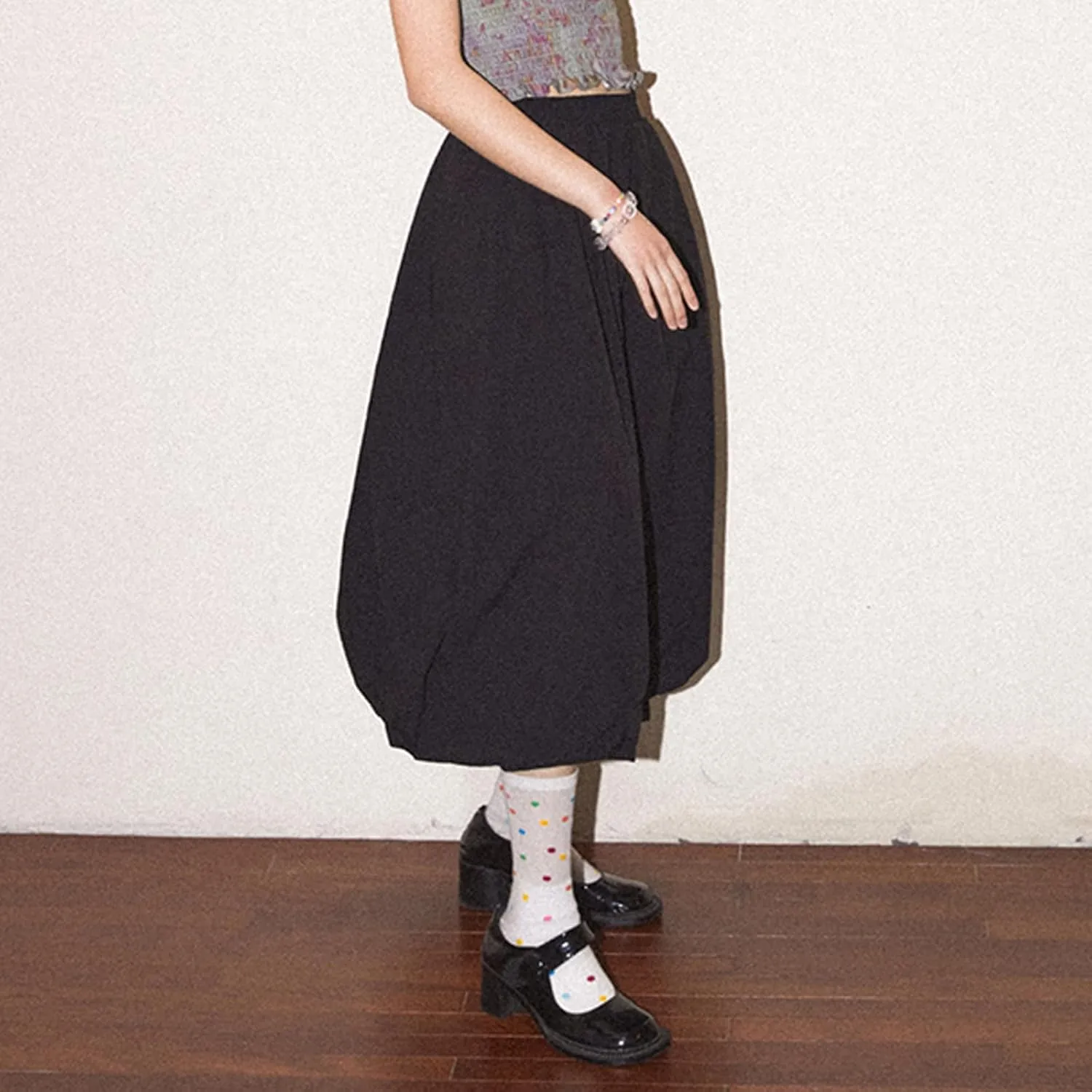 Y2k Bubble Midi Skirts for Women A Line Elastic Waistband Maxi Balloon Skirt Causal Party Long Pleated Dress