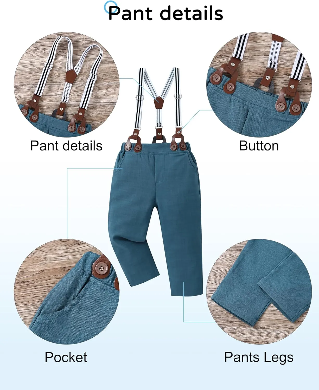 YALLET Toddler Baby Boy Clothes Suit Gentleman Wedding Outfits Formal Dress Shirt Bowtie Suspender Pants