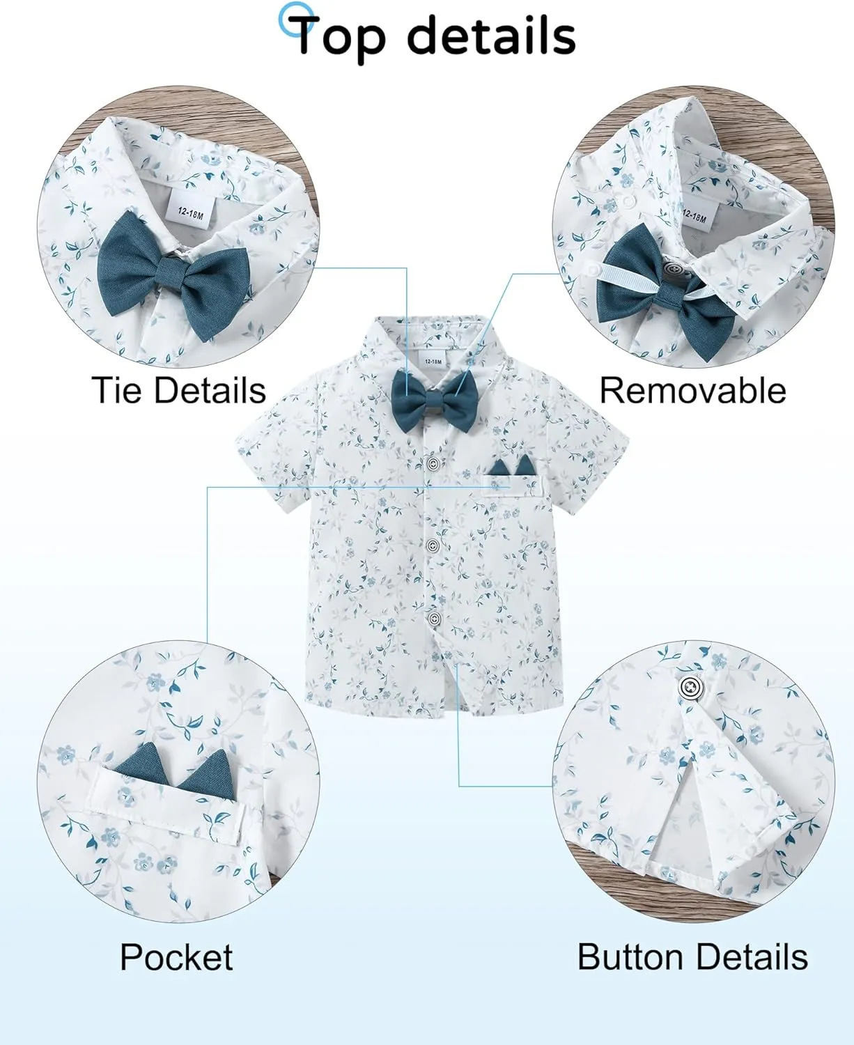 YALLET Toddler Baby Boy Clothes Suit Gentleman Wedding Outfits Formal Dress Shirt Bowtie Suspender Pants