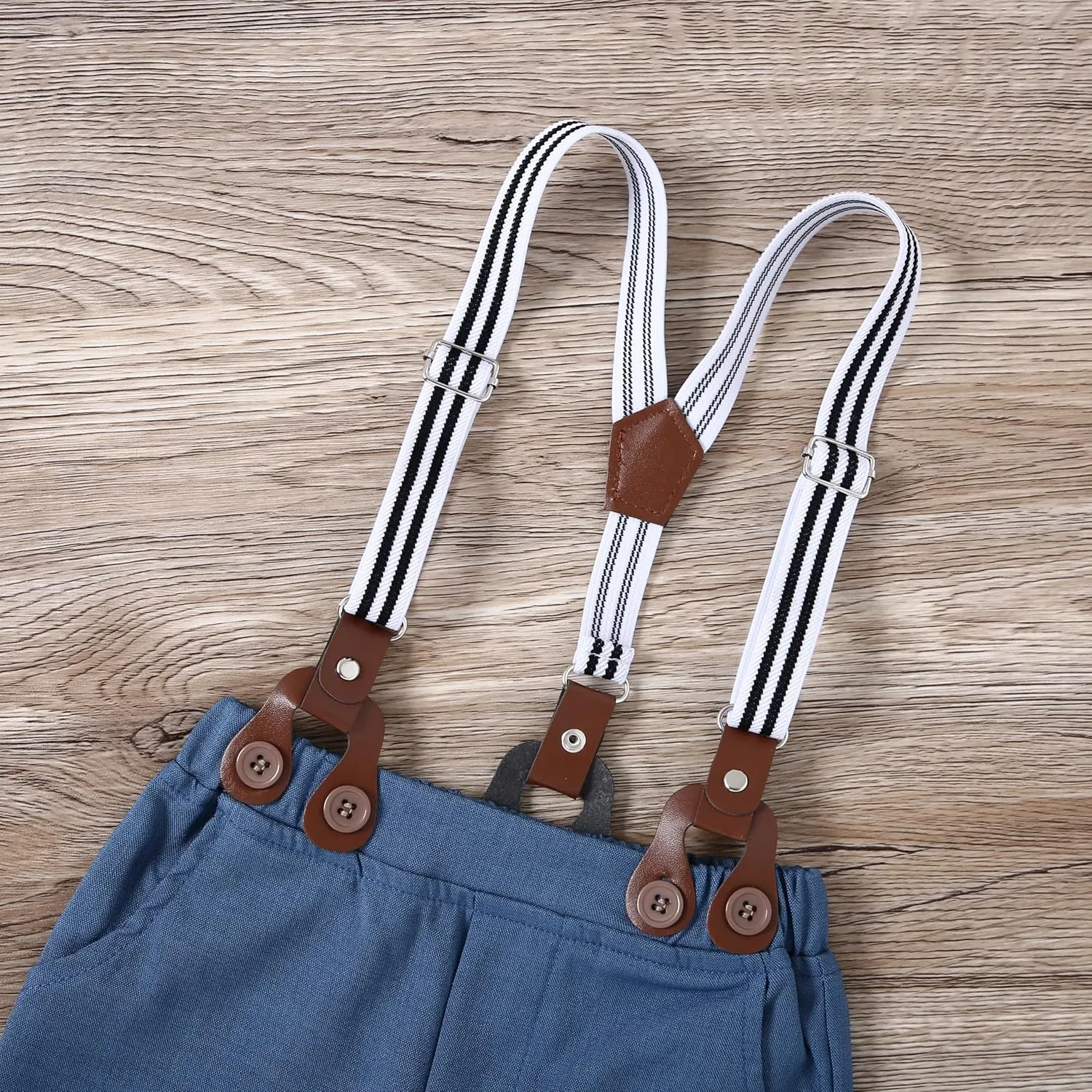 YALLET Toddler Baby Boy Clothes Suit Gentleman Wedding Outfits Formal Dress Shirt Bowtie Suspender Pants