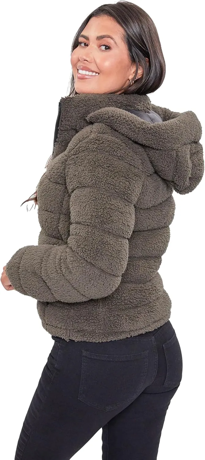 YMI Women's Junior Faux Leather Sherpa Lined Jacket
