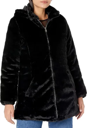 YMI Women's Junior Reversible Faux Fur Puffer Jacket