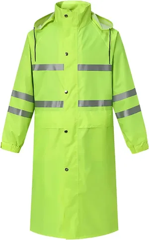YRAETENM Womens rain jacket Long Hooded Waterproof Windproof Trench Coats Lightweight Unisex Reflective Hiking Duty Raincoats