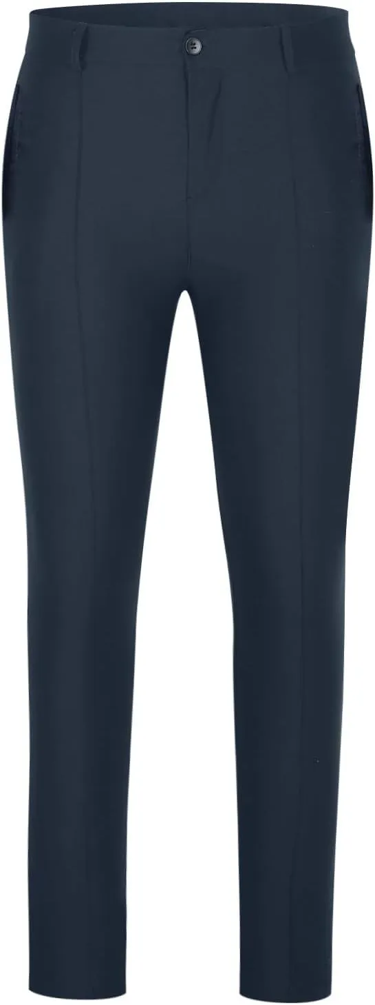YUHGODO Men's High Waisted Stretch Pants Slim Fit Outdoor Straight Leg Trousers Business Skinny Work Pants